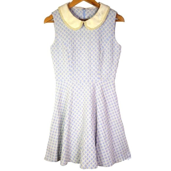 Baby Blue and White Polka Dot Peter Pan Collar Dress - Picture 1 of 11